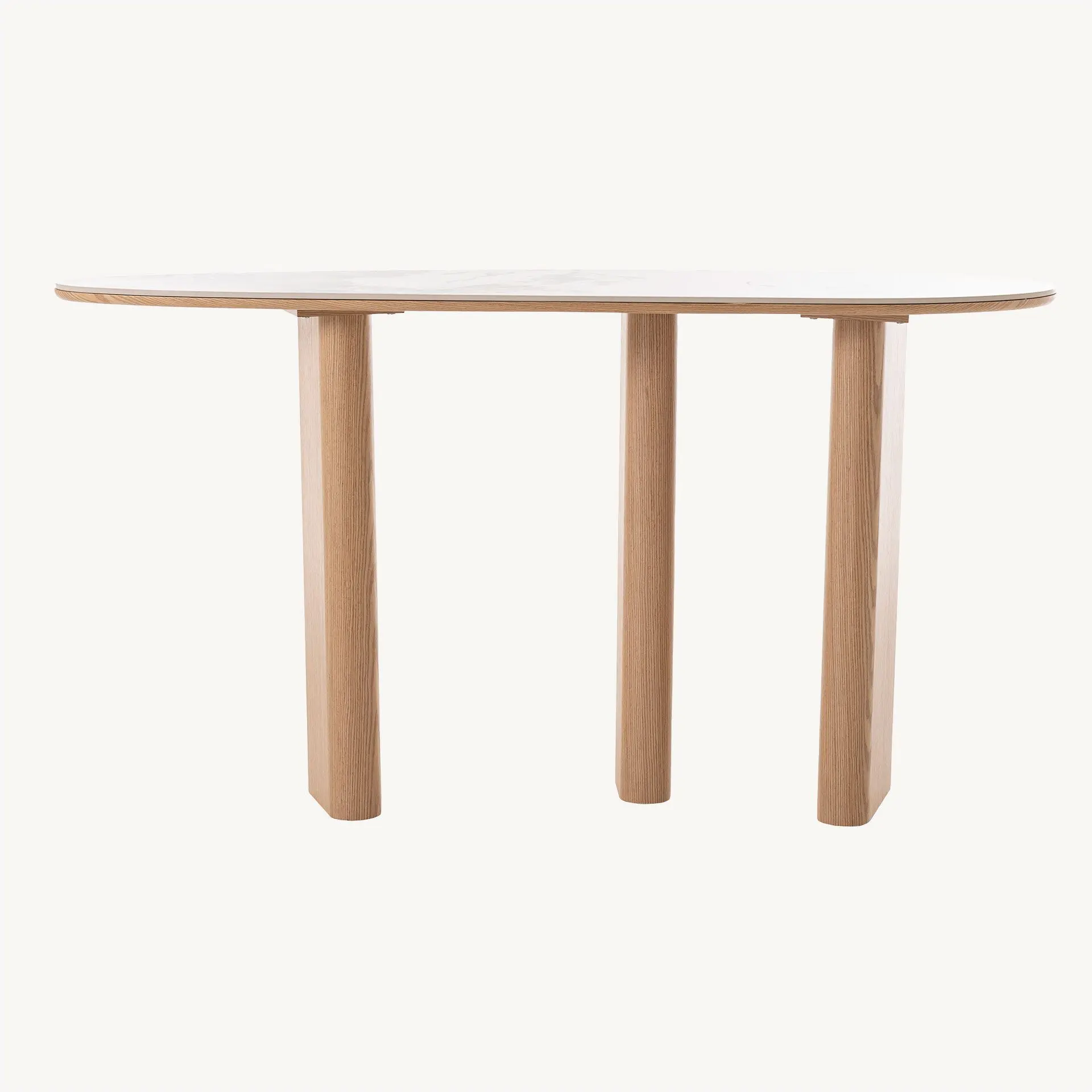 GDECO - CONSOLA MELANI 150*80*40 CM. TAPA PORCELANICO BLANCO, PIE CHAPA MADERA ROBLE - Imagen 6