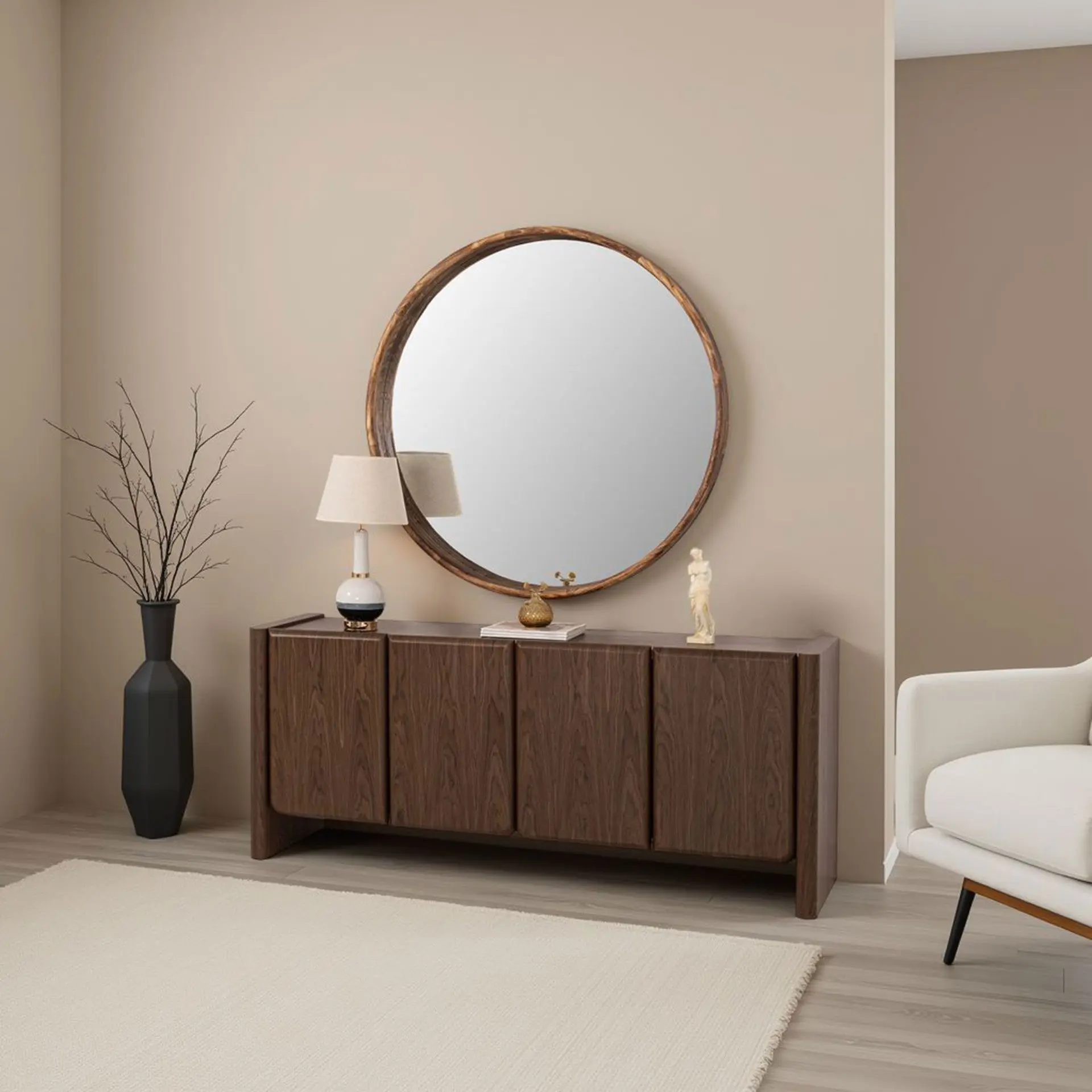 GDECO - APARADOR GIO. 4 PUERTAS, CHAPA NOGAL 180*45*75.5 CM