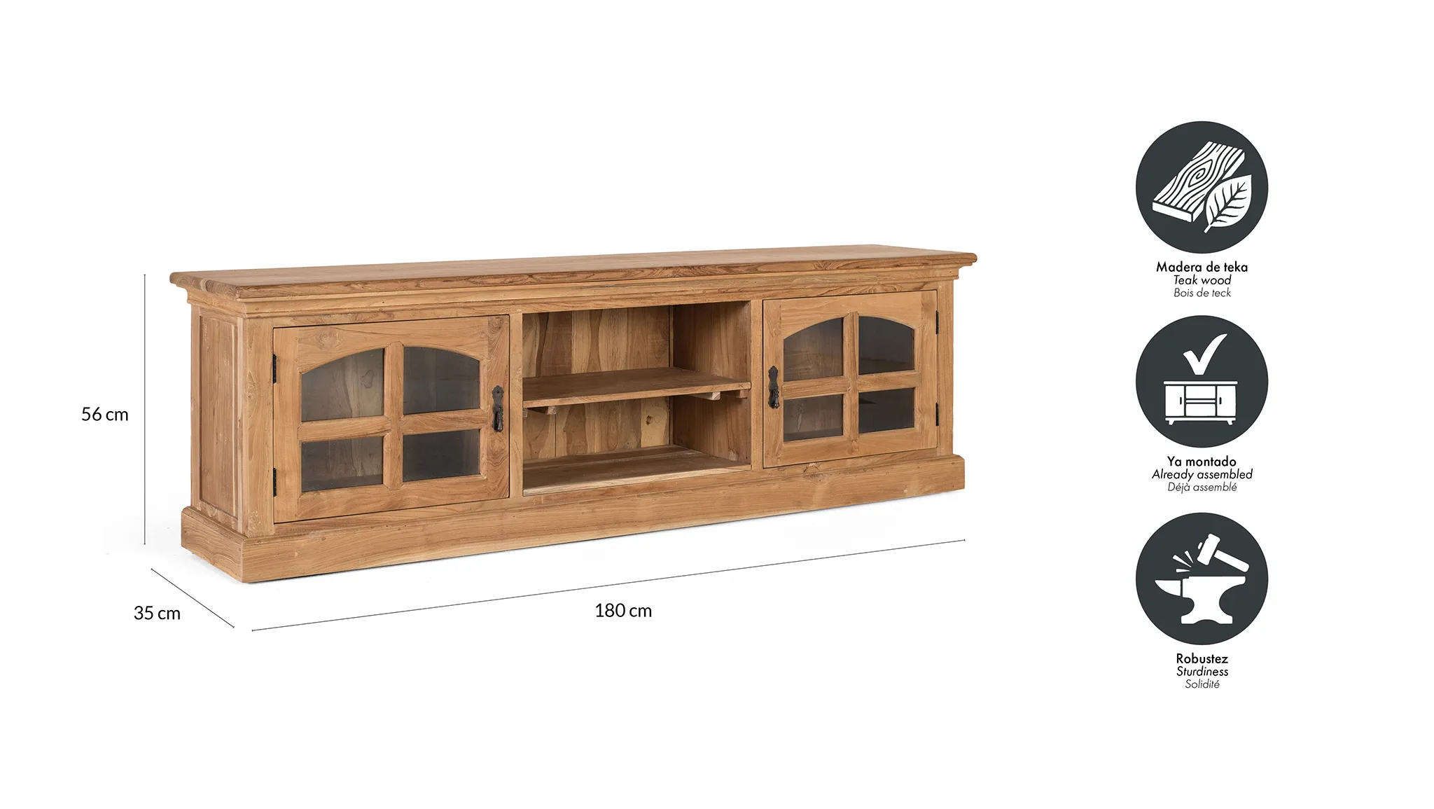Mueble TV Madera Teca Modelo 2395 - Imagen 7