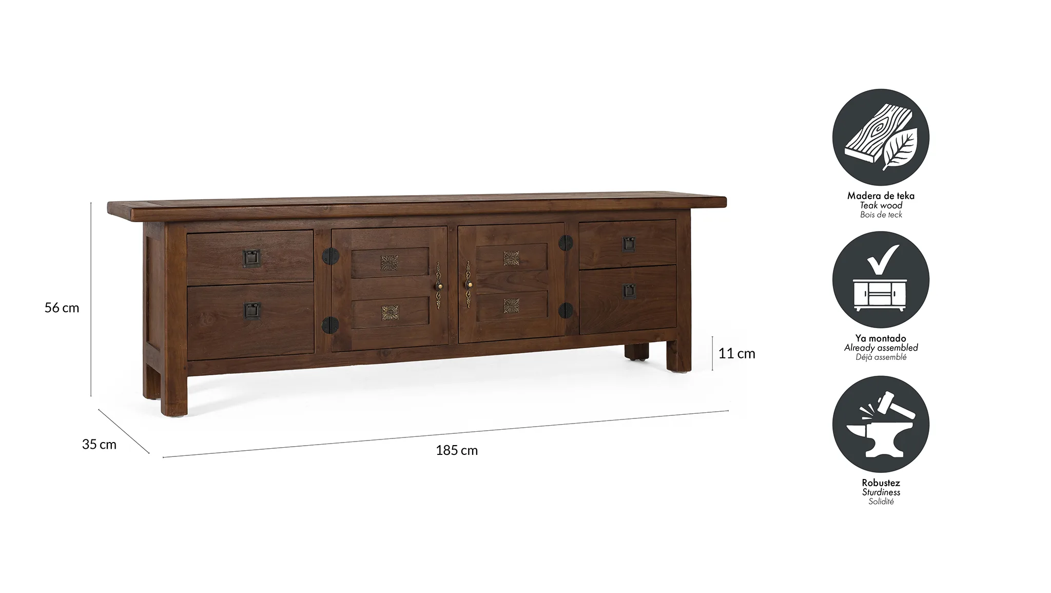 Mueble TV Madera Teca Modelo 2397 - Imagen 8