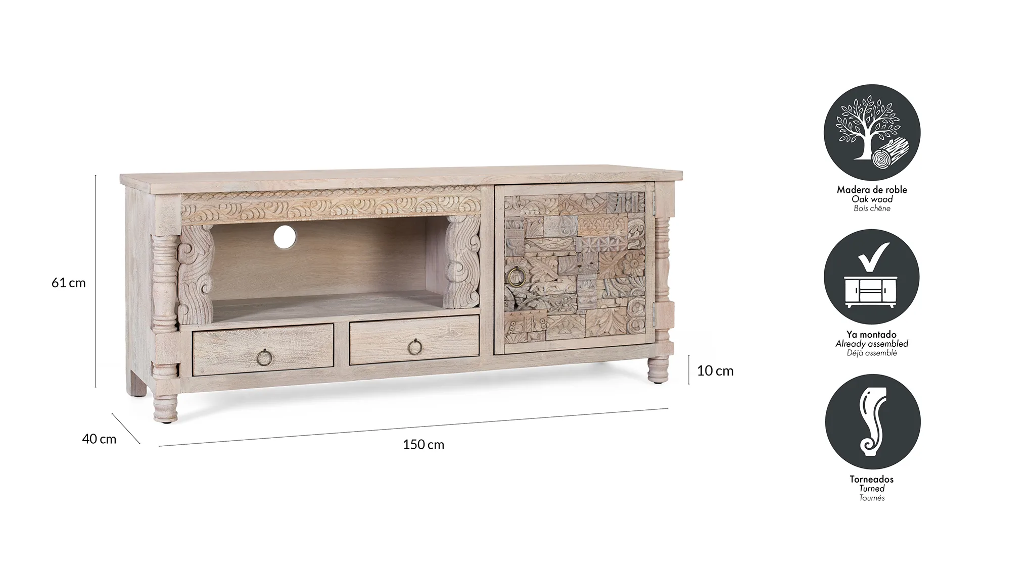 Mueble TV Madera Roble Modelo 2408 - Imagen 8