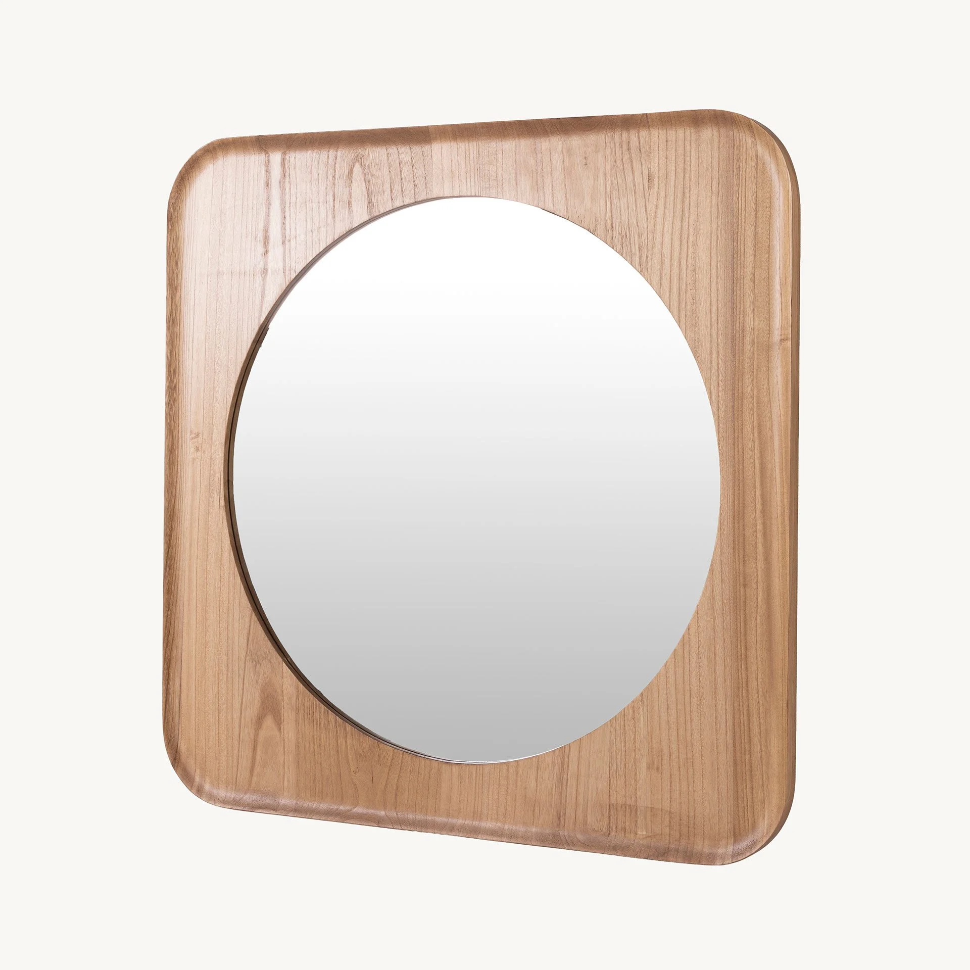 GDECO - Espejo Cuadrado Madera Roble 120×120 cm