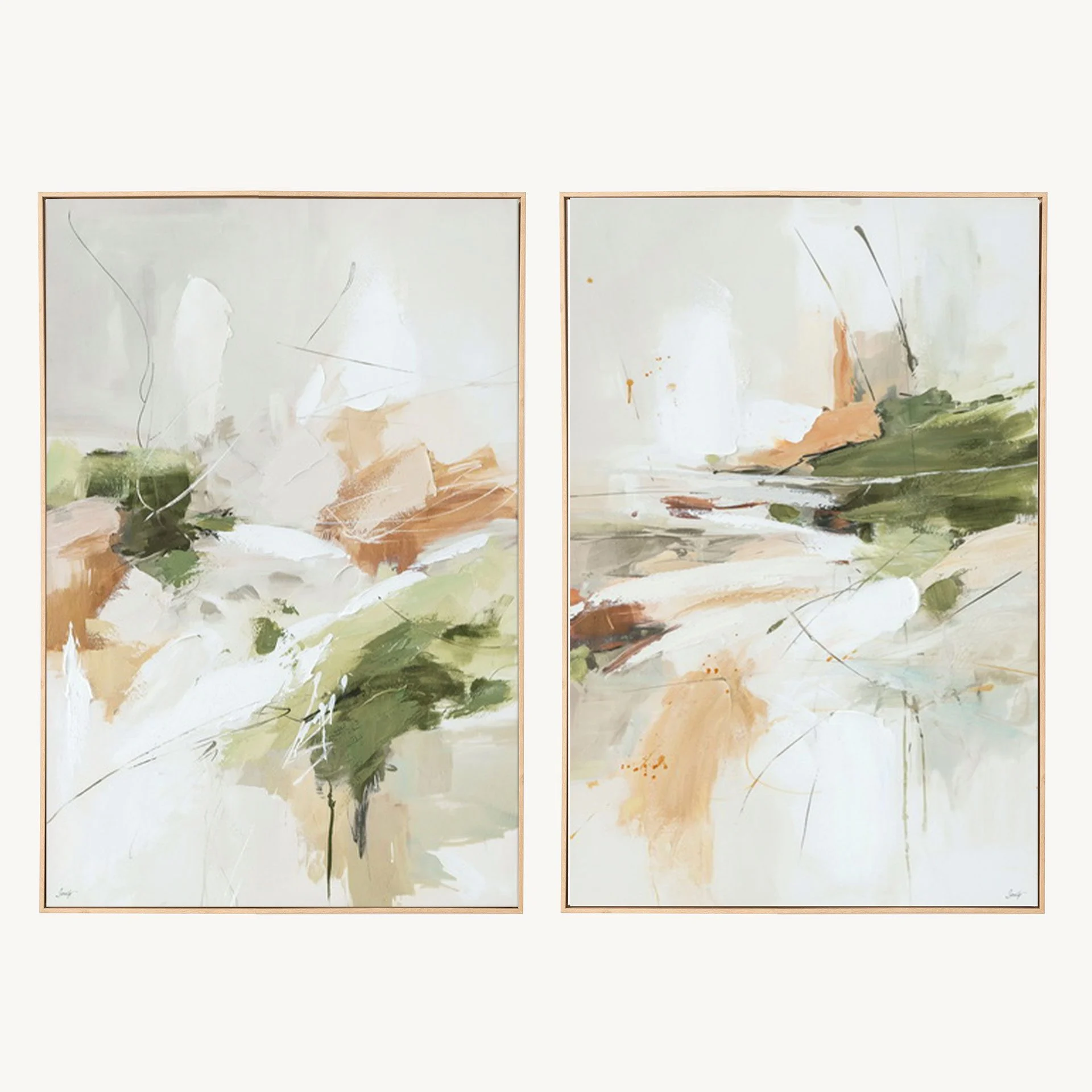 GDECO - Set 2 Cuadros al Óleo. Marco de Madera 60*90*3.5 cm - Imagen 2