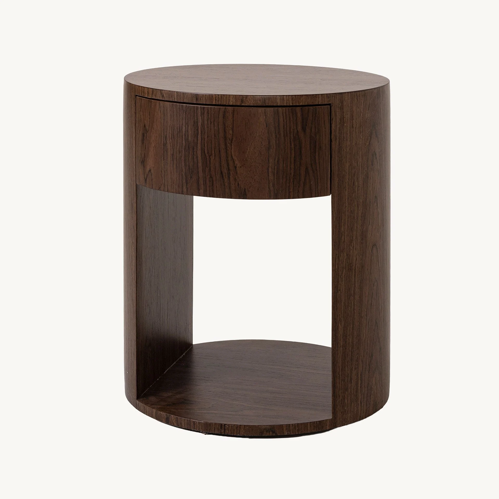 Alternative view of GDECO - Mesita circular madera chapa nogal. 50*40*40 cm