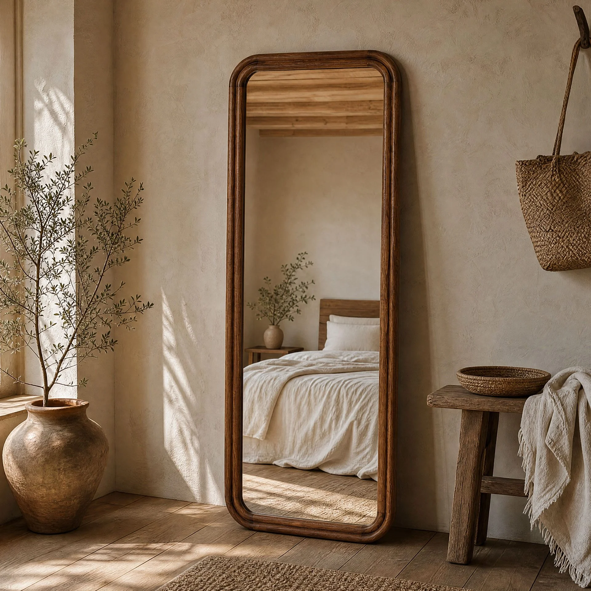 GDECO - Espejo Madera Nogal 160*60 cm