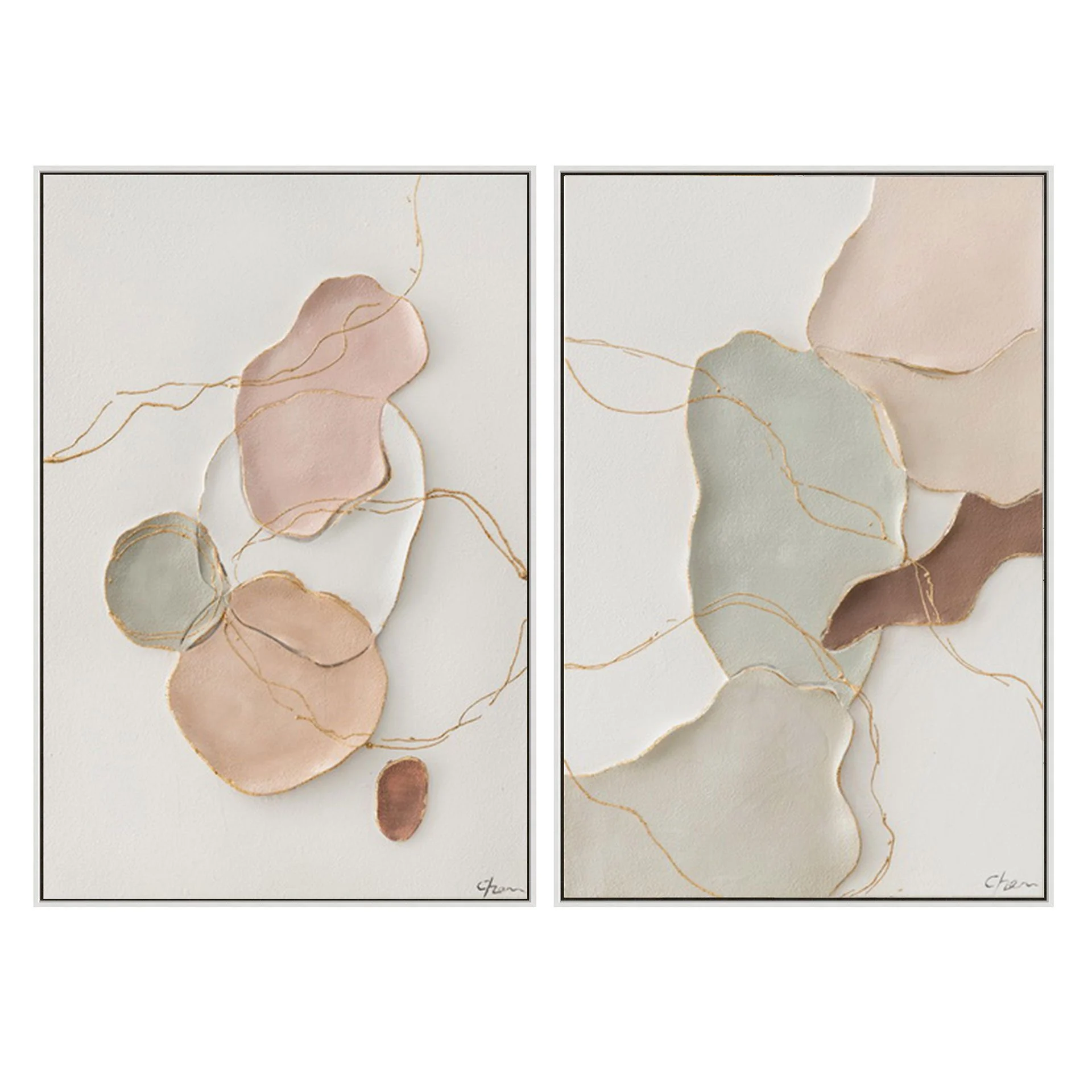 GDECO - Set 2 Cuadros al Óleo. Marco de Madera 80*120*3.5 cm - Imagen 2