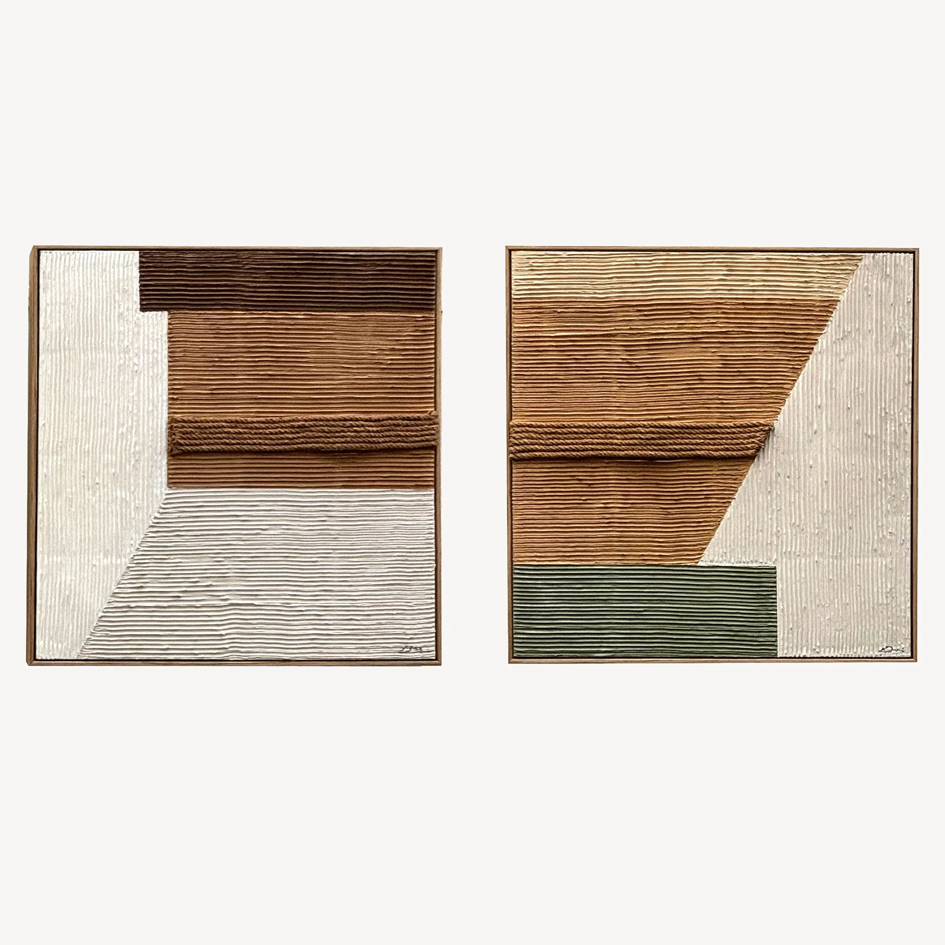 GDECO - Set 2 Cuadros al Óleo. Marco de Madera 80*80*3.5 cm - Imagen 2