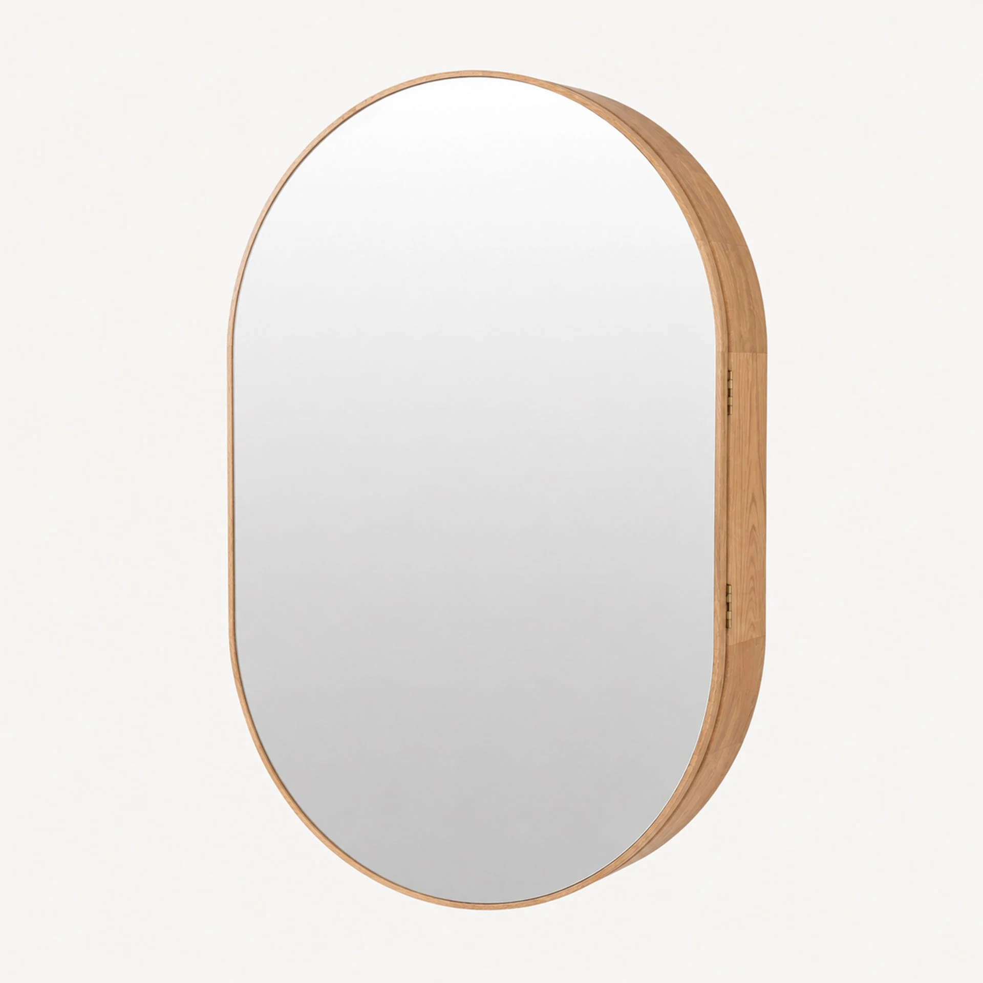 GDECO - Espejo Circular Con Armario, Madera Roble 90*60*15 cm - Imagen 2