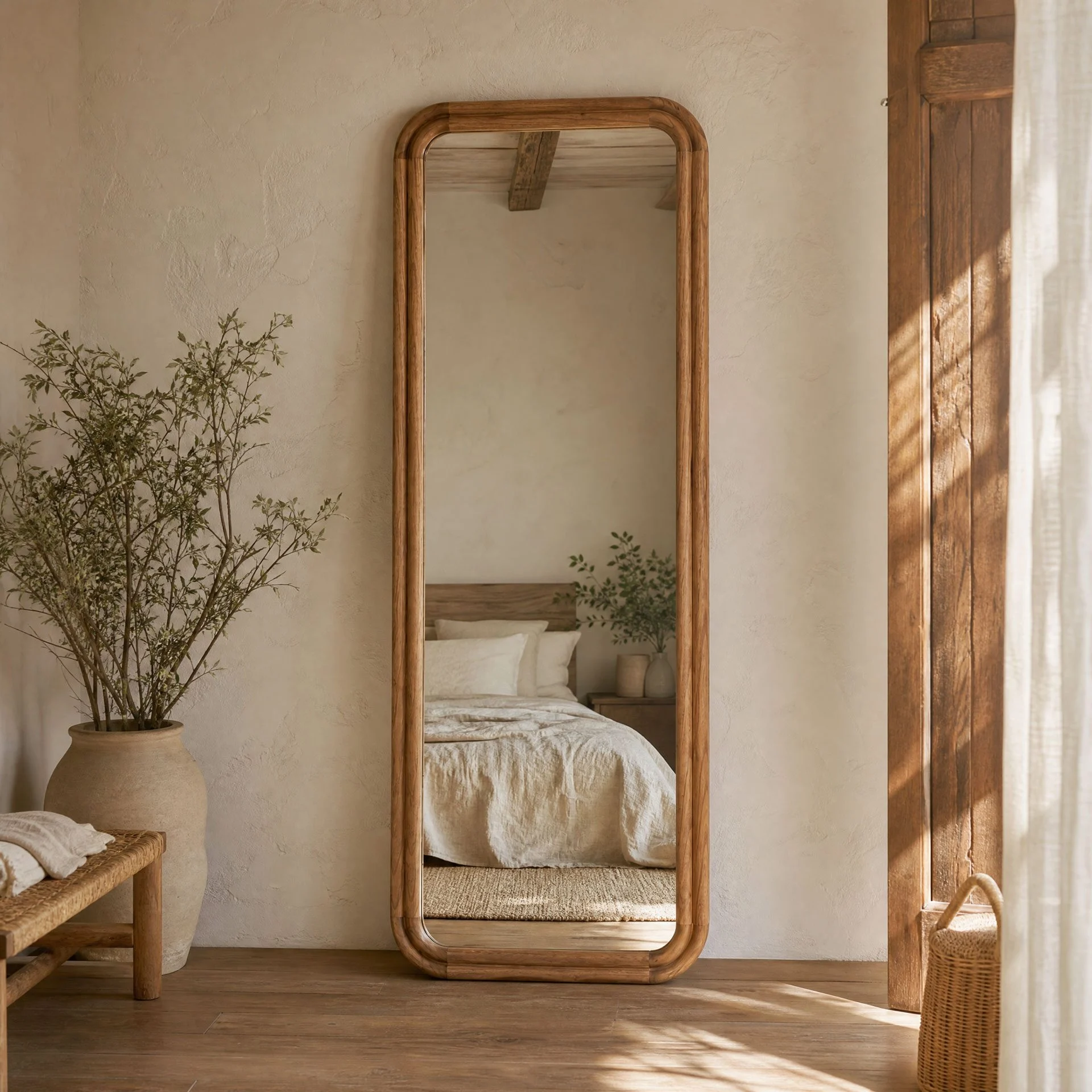 GDECO - Espejo Madera Roble 160*60 cm