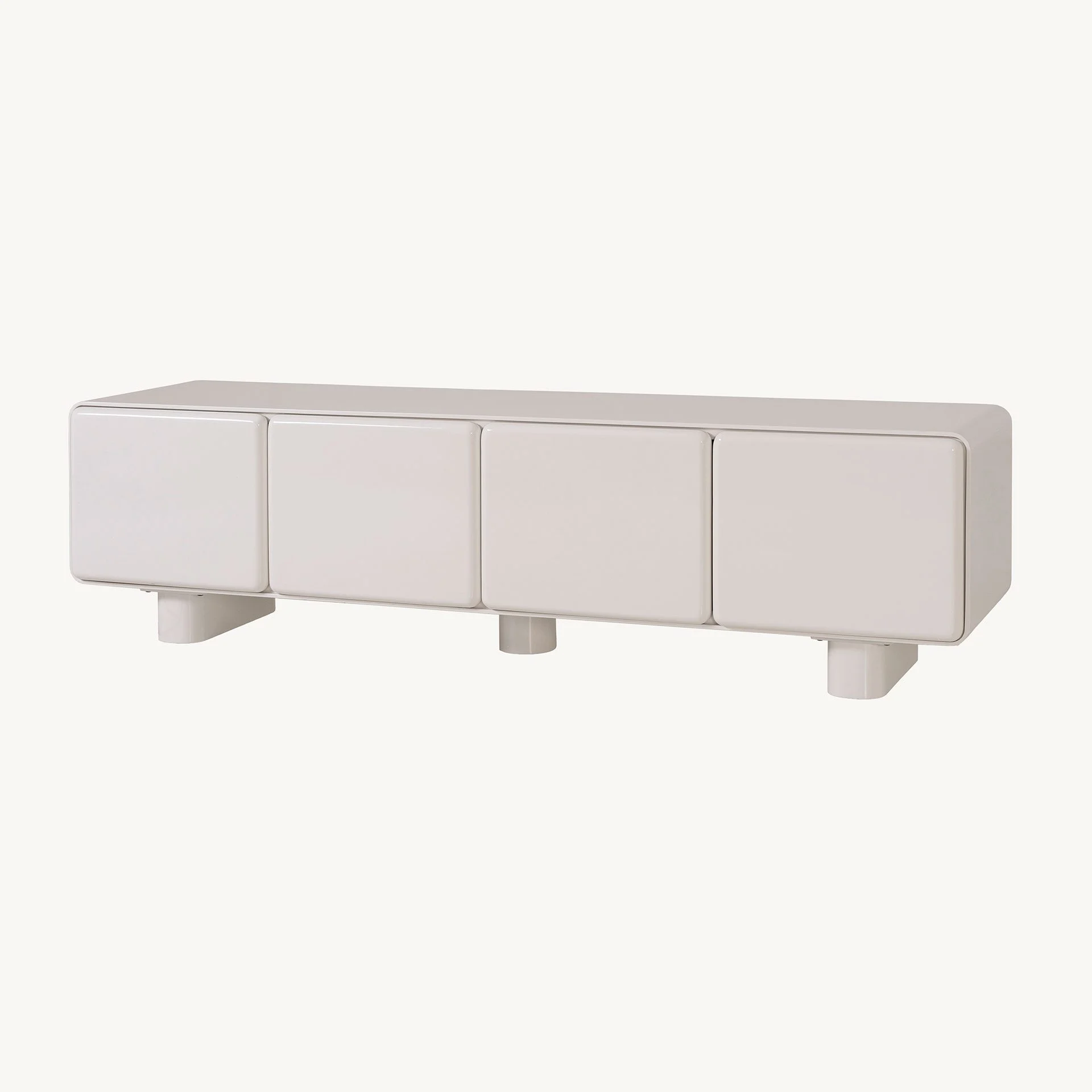 GDECO - Mueble TV Melani Lacado Alto Brillo, Color Blanco Hueso. 180*45*50 cm - Imagen 2