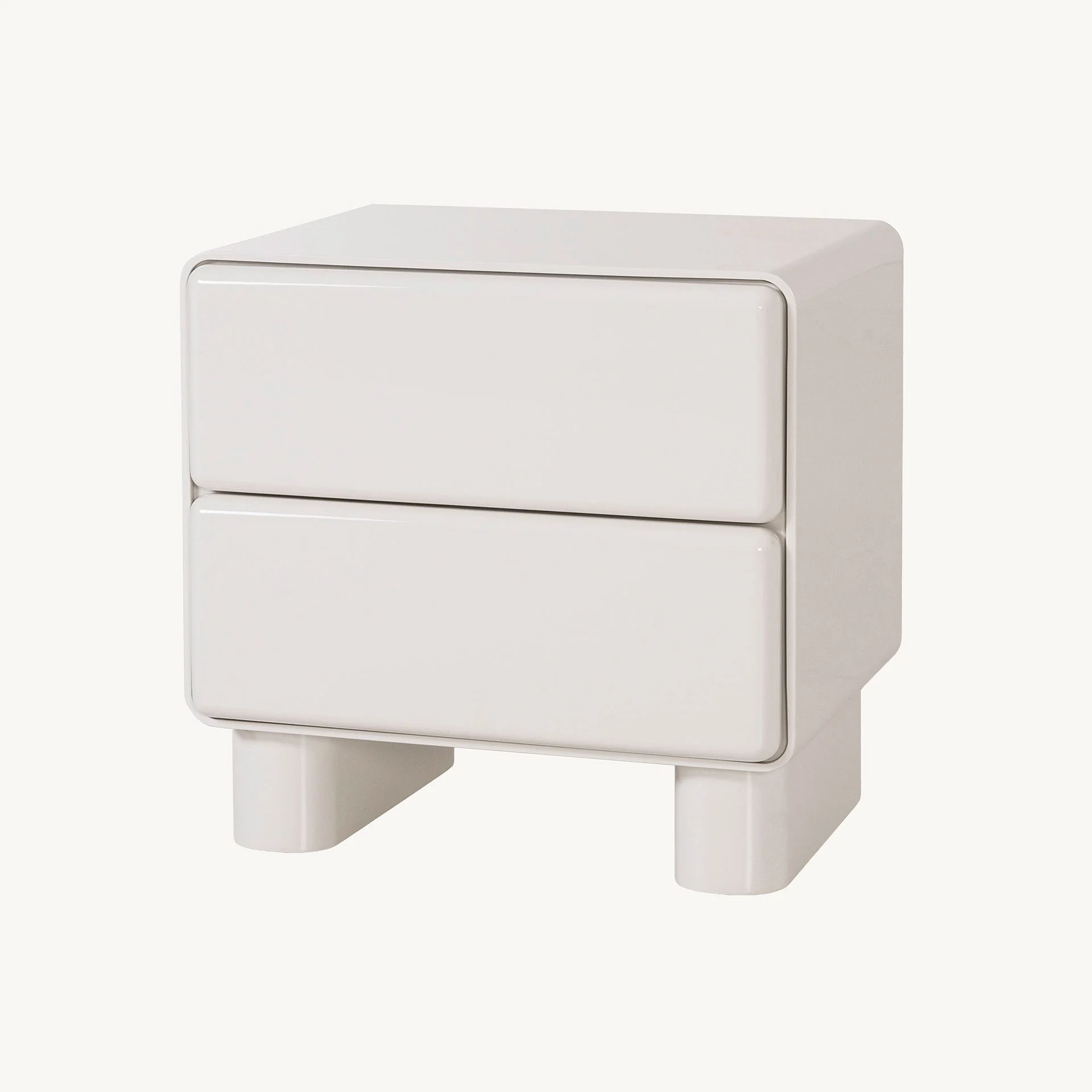 Alternative view of GDECO - Mesita Melani Lacado alto brillo, color blanco hueso. 56,5*42*56,5 cm