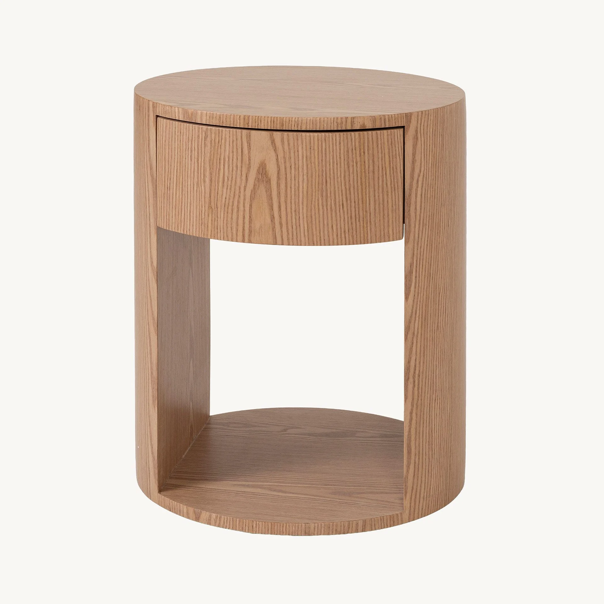 Alternative view of GDECO - Mesita circular madera chapa roble. 50*40*40 cm